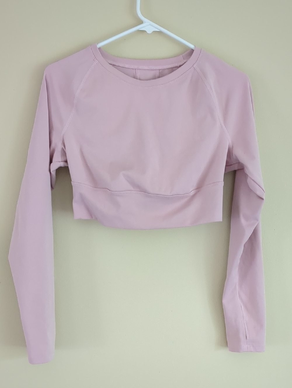 XL Shein Sport Lifespree 12 Crop Long Sleeve Pink Top Thumb Holes Shirt